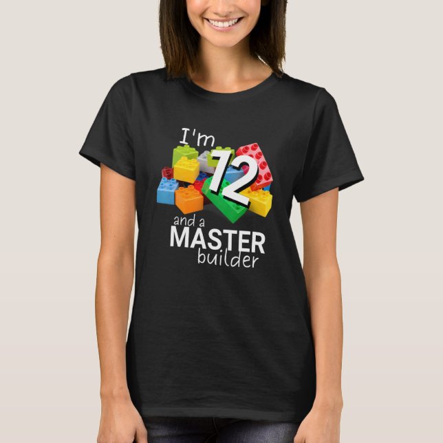 Camiseta Master Builder Cute Block Building 12 Birthday B (Frente)