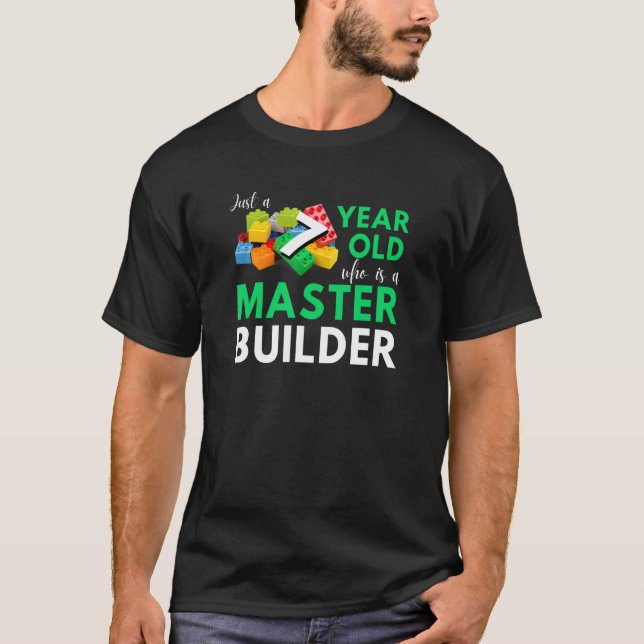 Camiseta Master Builder Cute Block Building 7 Birthday Bo (Frente)