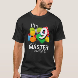 Camiseta Master Builder Cute Block Building 9º aniversário