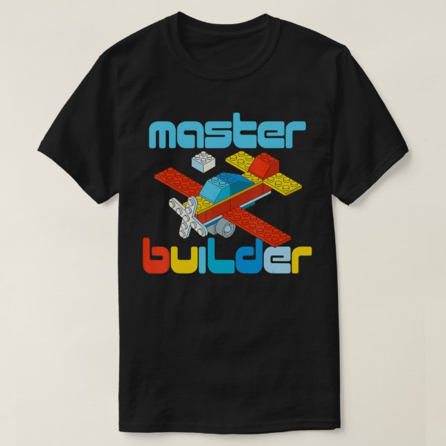 Camiseta Master Builder Funny Building Blocks Brick Block T (Frente do Design)