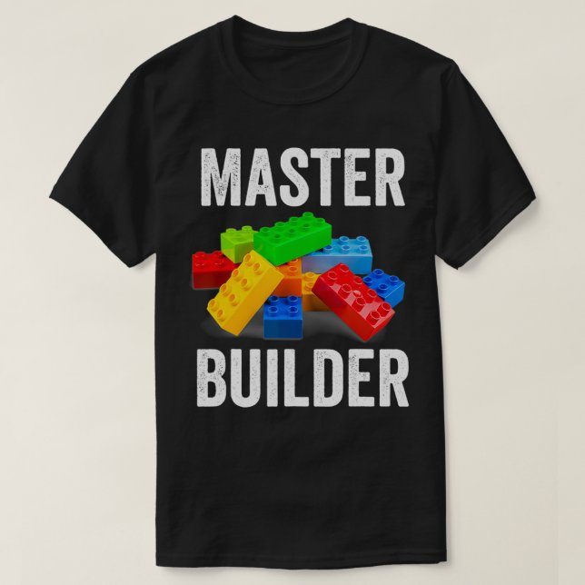Camiseta Master Builder Funny Building Blocks Oferece Homen (Frente do Design)