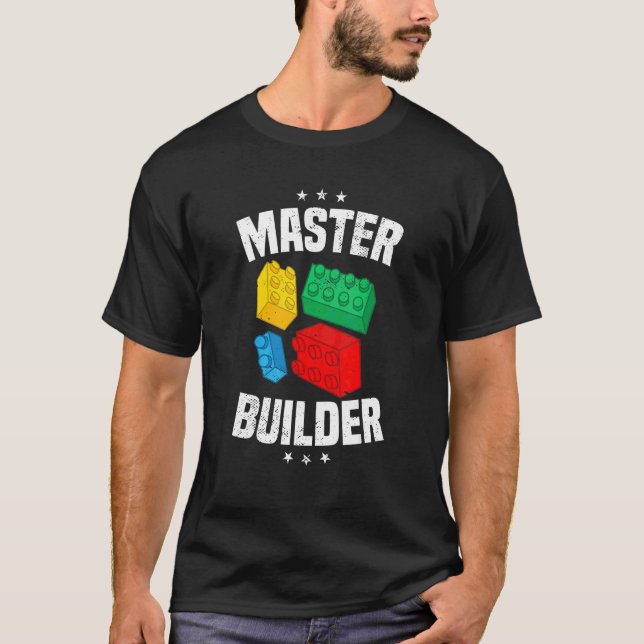 Camiseta Master Builder Kids Building Blocks Brick Toy Boys (Frente)