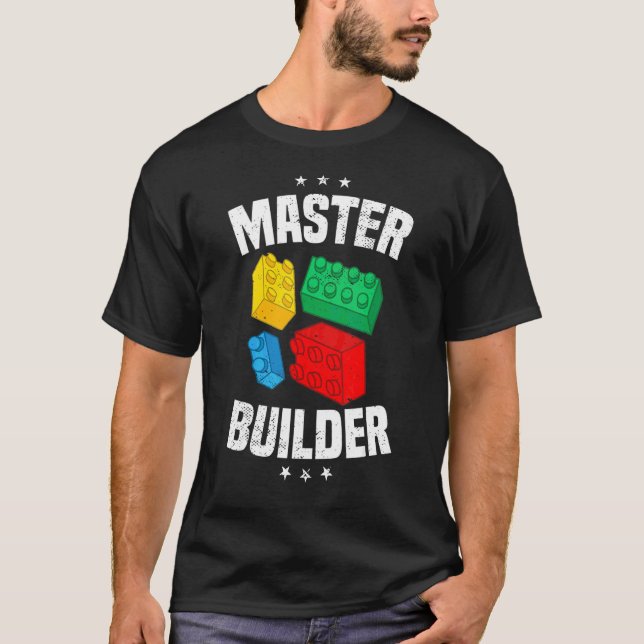 Camiseta Master Builder Kids Building Blocks Brick Toy Boys (Frente)