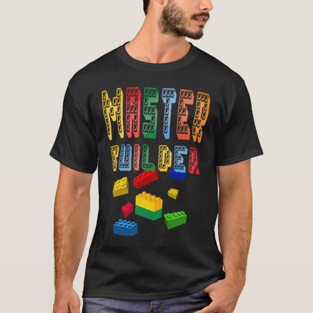 Camiseta Master Builder Kids Building Blocks Brick Toy Mast (Frente)