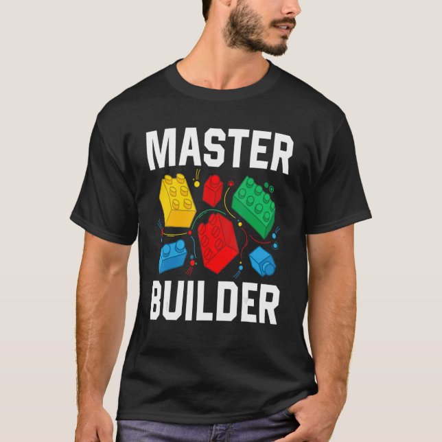 Camiseta Master Builder Kids Building Blocks Brick Toy Mast (Frente)