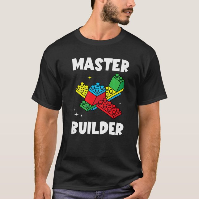 Camiseta Master Builder Kids Building Blocks Brick Toy Mast (Frente)