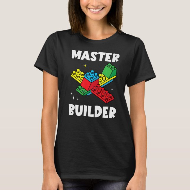 Camiseta Master Builder Kids Building Blocks Brick Toy Mast (Frente)
