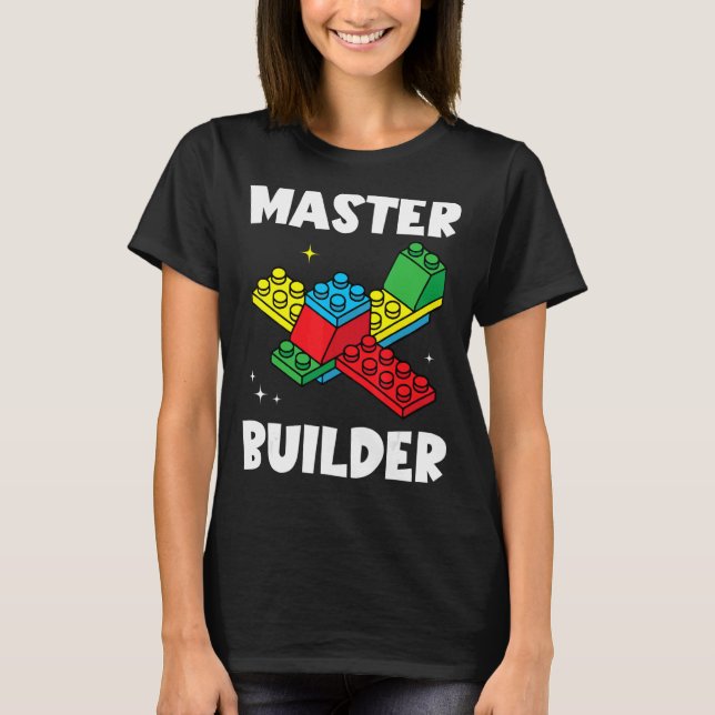 Camiseta Master Builder Kids Building Blocks Brick Toy Mast (Frente)