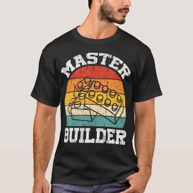 Camiseta Master Builder Kids Building Blocks Brick Toy Mast (Frente)