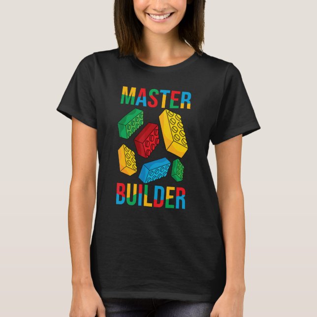 Camiseta Master Builder Kids Building Blocks Brick Toy Mast (Frente)