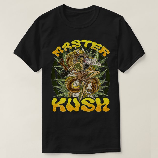 Camiseta Master Kush Strain Martial Arts Asiático - Índices (Frente do Design)