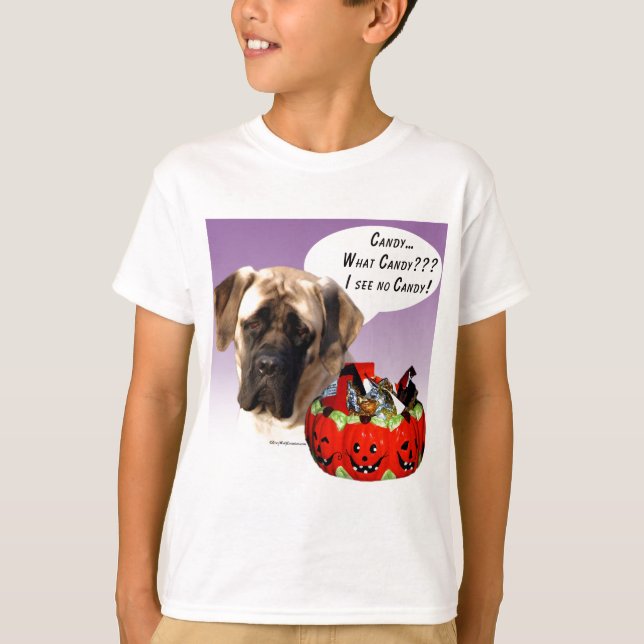 Camiseta Mastiff (afã) Halloween Candy (Frente)
