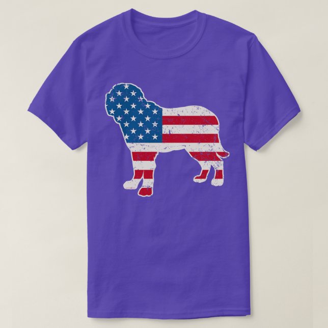 Camiseta Mastiff American Flag 4 de julho para Men Women Bo (Frente do Design)