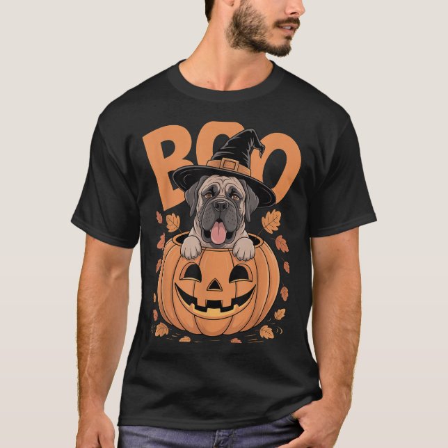 Camiseta Mastiff Costume On Pumpkin Halloween Mastiff  (Frente)