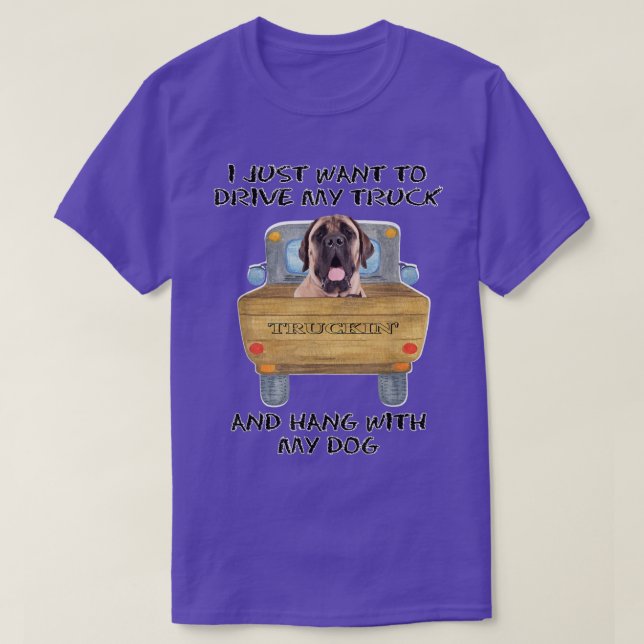 Camiseta Mastiff de Cachorro de Condução de Caminhões (Frente do Design)