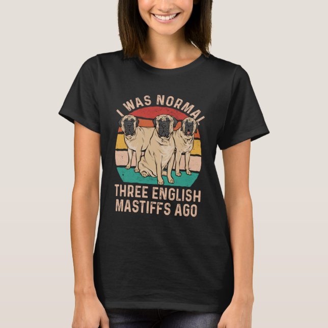 Camiseta Mastiff Dog I Era Normal Três Mastiges Ingleses Ag (Frente)