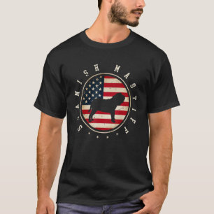 Camiseta Mastiff espanhol EUA Bandeira 4 de julho Cachorro