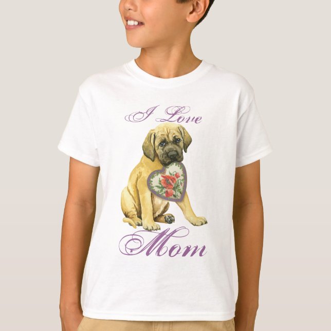 Camiseta Mastiff Hearts Mãe (Frente)