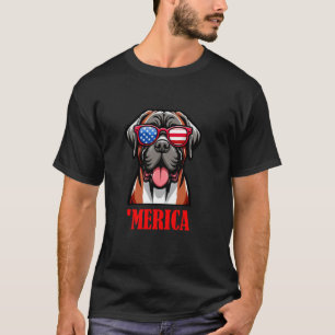 Camiseta Mastiff Inglês Merica 4 de julho Bandeira dos EUA