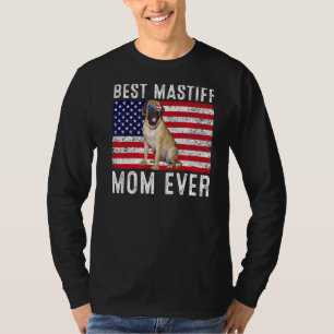 Camiseta Mastiff Mãe Americana Bandeira Mastiff Proprietári