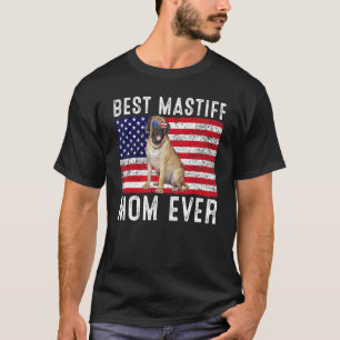 Camiseta Mastiff Mãe Americana Bandeira Mastiff Proprietári