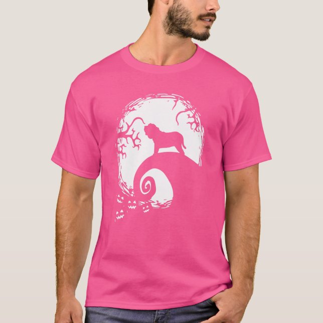 Camiseta Mastiff napolitano E Halloween Da Lua (Frente)