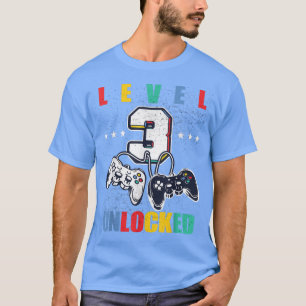 Camiseta Mat aniversário de 3 anos do Jogo de Vídeo Engraça
