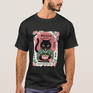 Camiseta Matcha Místico Gato Clareza em Cada Xícara