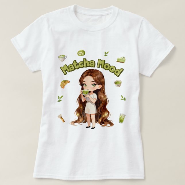 Camiseta Matcha Mood Aesthetic Design Cute Green Tea Vibes (Frente do Design)
