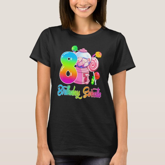 Camiseta Matchi de 8 anos de idade de Docinho de aniversári (Frente)