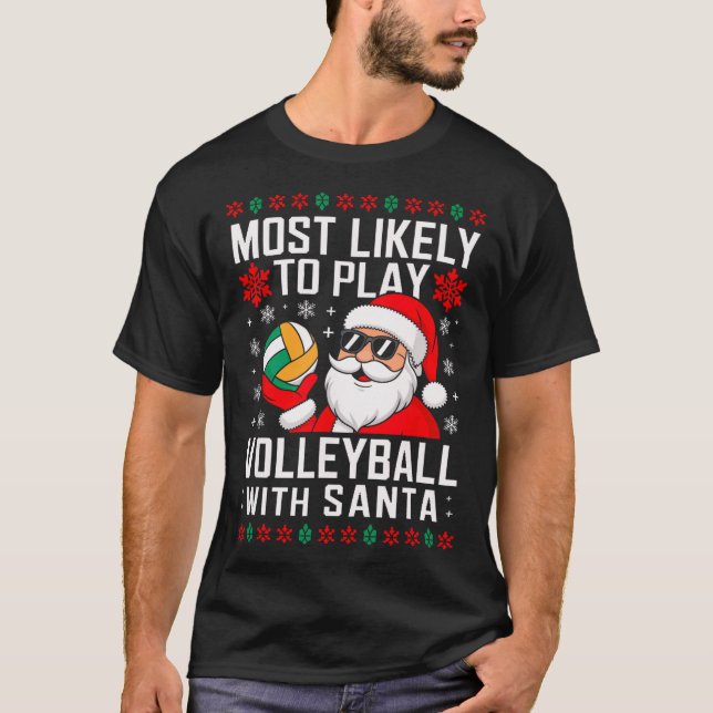 Camiseta Matchi de Natal Mais Provável Para Jogar Papais no (Frente)