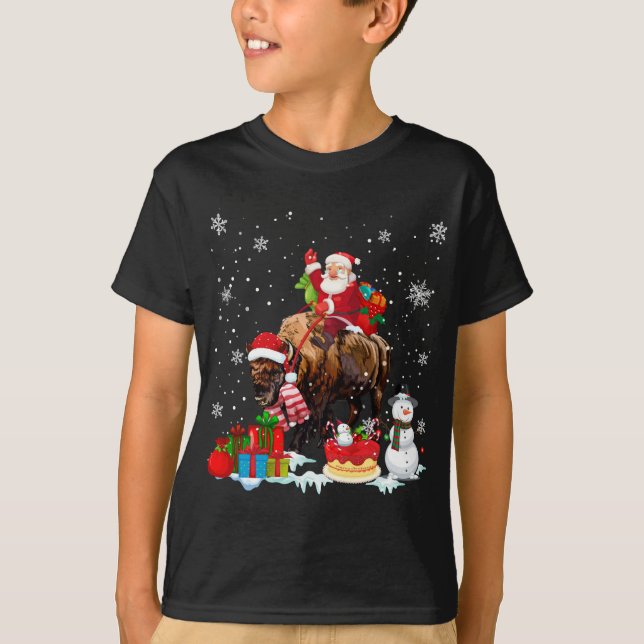 Camiseta Matchin da família Pajama de Natal Bison (Frente)