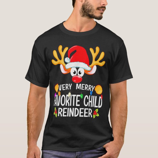Camiseta Matching Christmas Very Merry Favorite Child Reind (Frente)