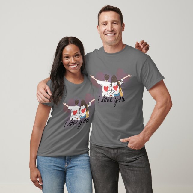 Camiseta Matching Couple T-Shirts – I Love You Design (Unissex)