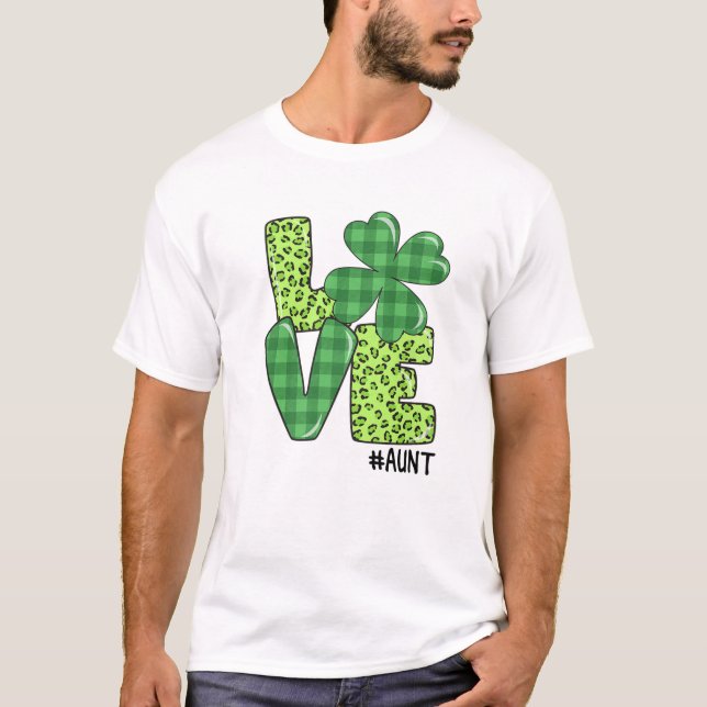 Camiseta Matching Family Love Aunt Shamrock Funny Patricks (Frente)
