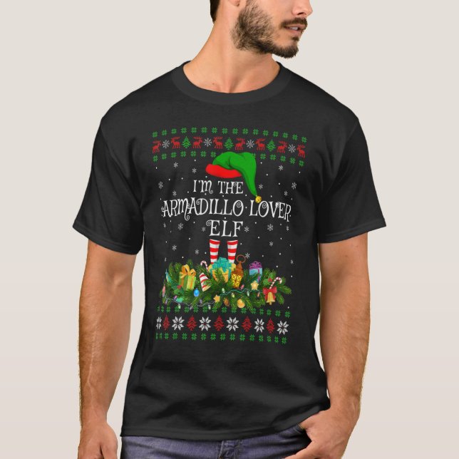 Camiseta Matching Family Ugly Eu sou Armadillo Elf Christm (Frente)