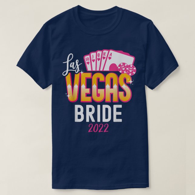 Camiseta Matching Las Vegas 2022 Wedding Bride and Groom Ve (Frente do Design)