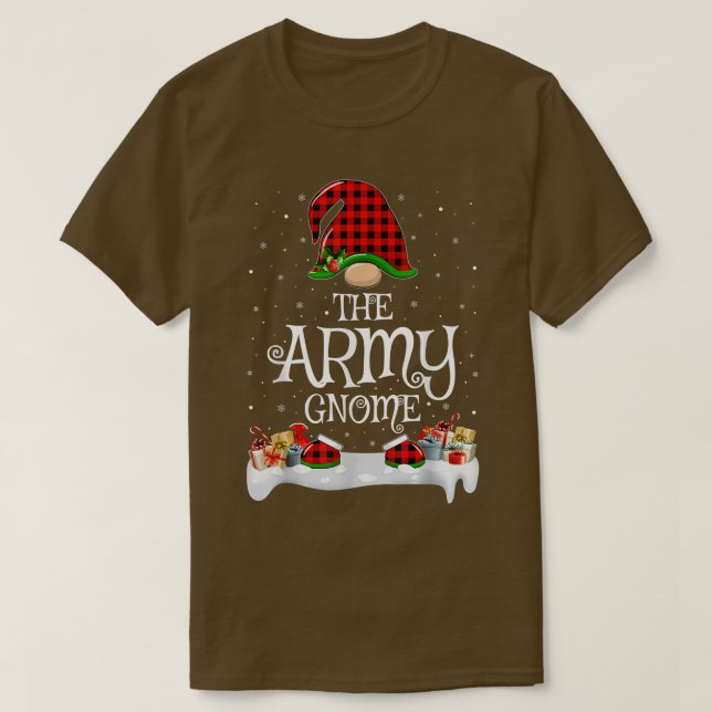 Camiseta Matching Red Buffalo Plaid The Army Gnome Christma (Frente do Design)