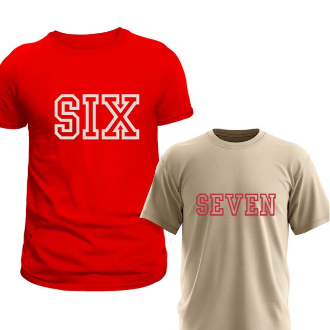 Camiseta Matching Six and Seven Font Based Couple T-Shirt (Criador carregado)