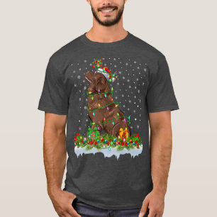 Camiseta Matching Xmas Lighting Santa Newfoundland Dog Chri