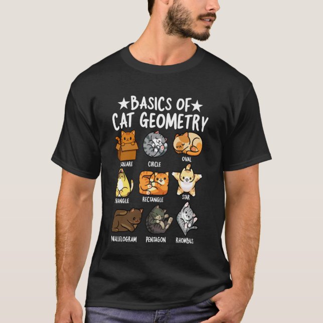 Camiseta Matemática Básica de Geometria de Gato Divertida E (Frente)
