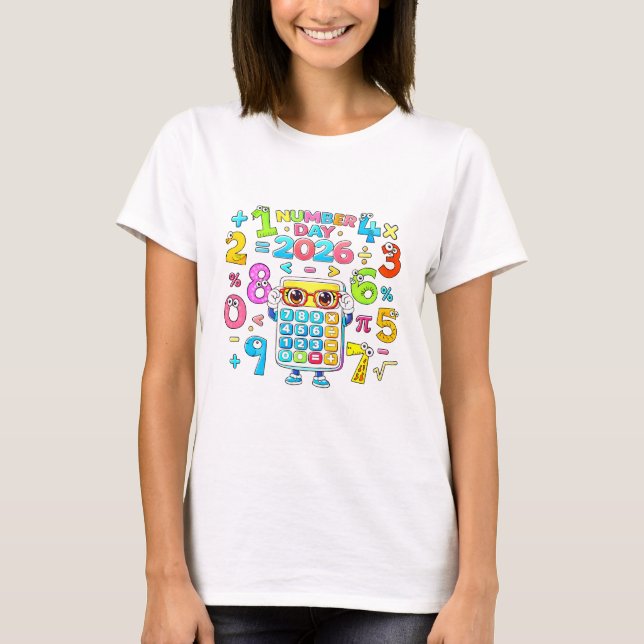 Camiseta Matemática Calculadora Colorida Dia do Nú (Frente)