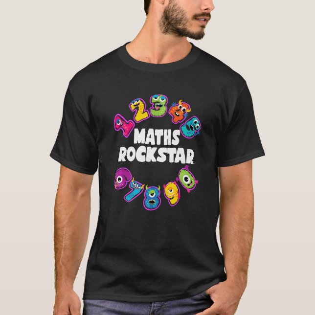 Camiseta Matemática das Crianças Rockstar Legal Números de  (Frente)