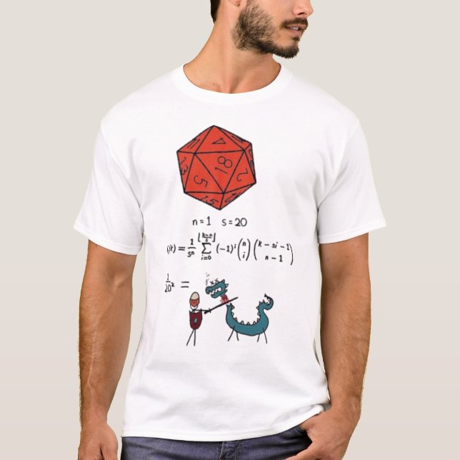 Camiseta Matemática de Probabilidade de D&D - 1/20 ao Quadr (Frente)