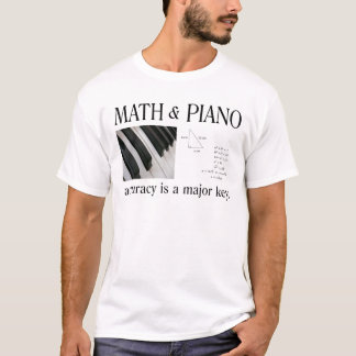 Camiseta matemática e chave principal do piano
