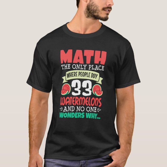 Camiseta Matemática E Melancia, Com Números De Cálculo (Frente)