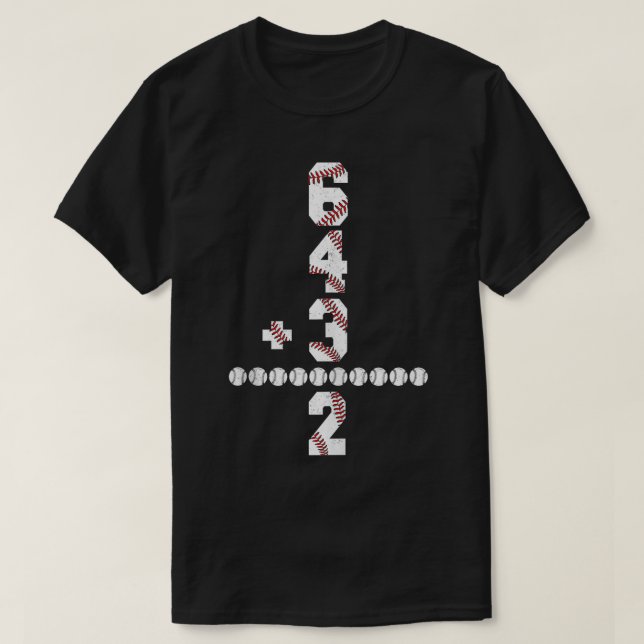 Camiseta Matemática Engraçada 6 4 3 2 Jogador do Baseball G (Frente do Design)