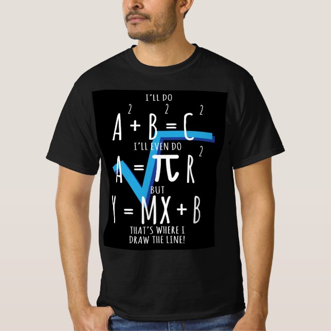 Camiseta Matemática Engraçada é onde eu Desenhar a linha (Frente)