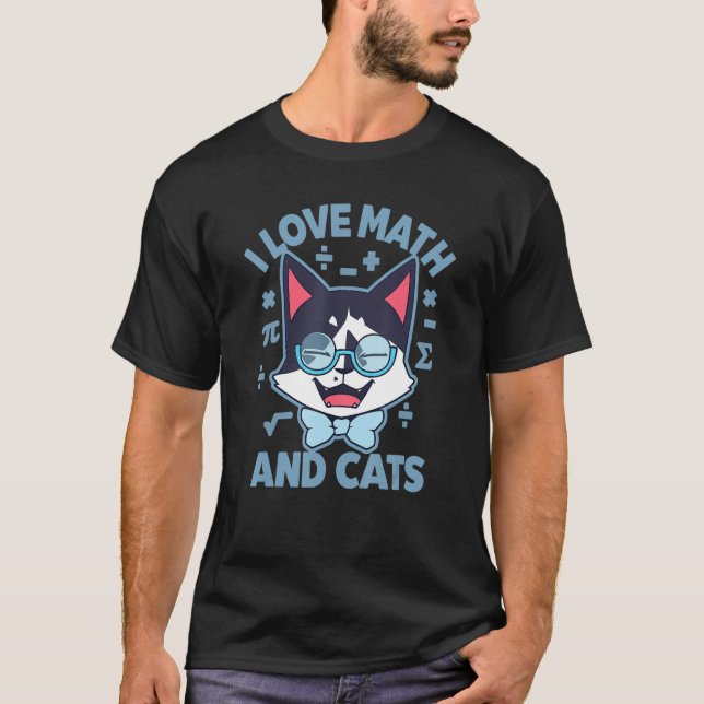 Camiseta Matemática Eu Amo Matemática E Matemática Dos Gato (Frente)