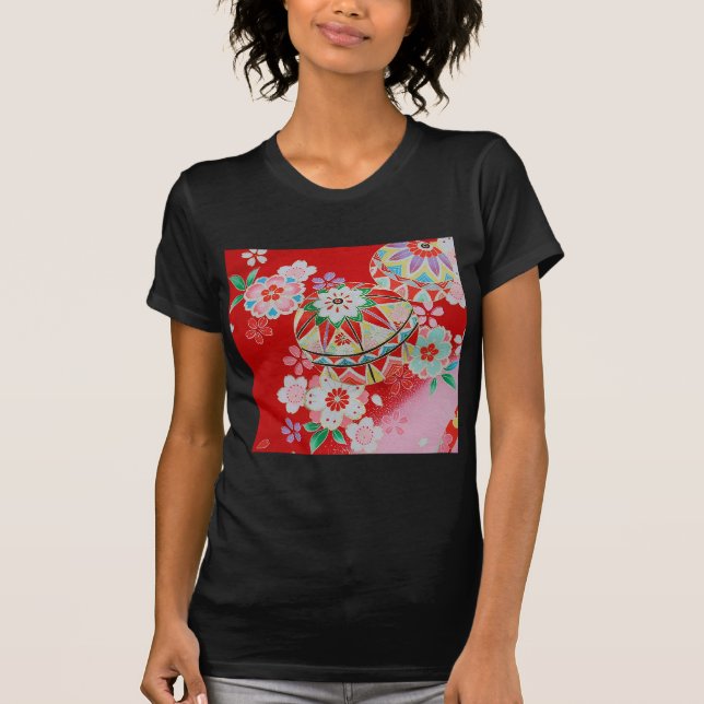 Camiseta Matéria têxtil japonesa do QUIMONO, teste padrão (Frente)
